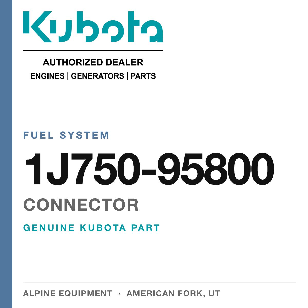 Genuine Kubota connector, part number 1J750-95800 — Alpine Equipment