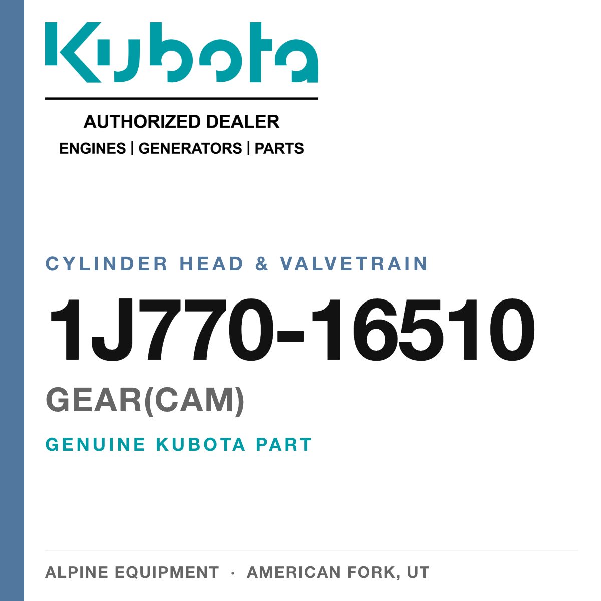 Genuine Kubota gear(cam), part number 1J770-16510 — Alpine Equipment