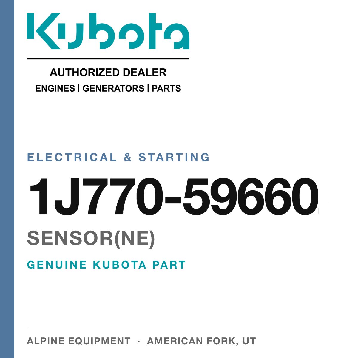 Genuine Kubota sensor(ne), part number 1J770-59660 — Alpine Equipment