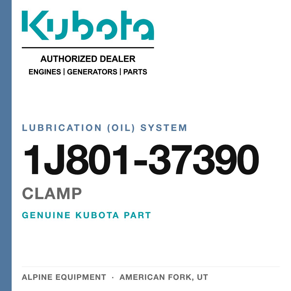 Genuine Kubota clamp, part number 1J801-37390 — Alpine Equipment