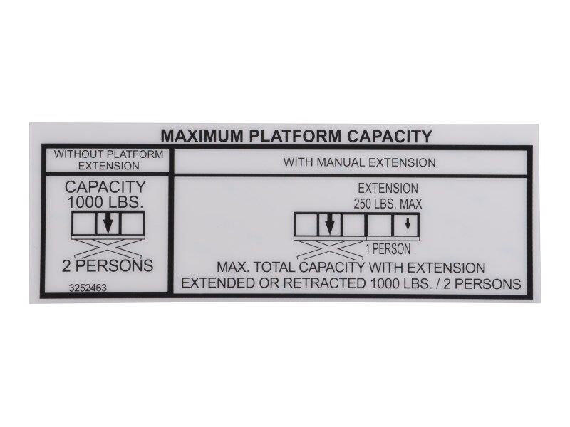 3252463 | NAMEPLATE,1000# CAP (D/C)