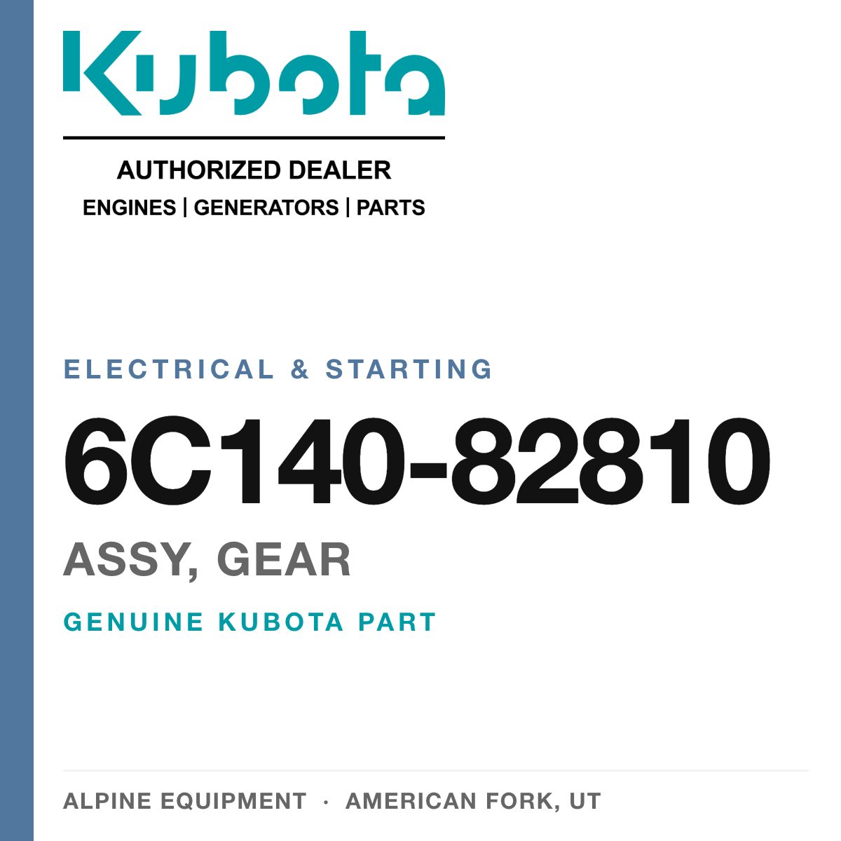 Genuine Kubota assy, gear, part number 6C140-82810 — Alpine Equipment
