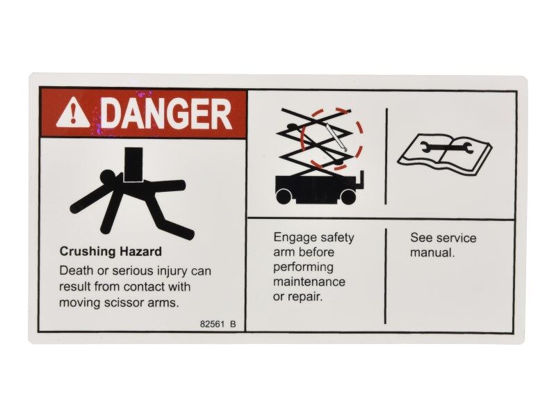 70040460 | Danger Crushing Arm Safety decal for various Genie® Machines