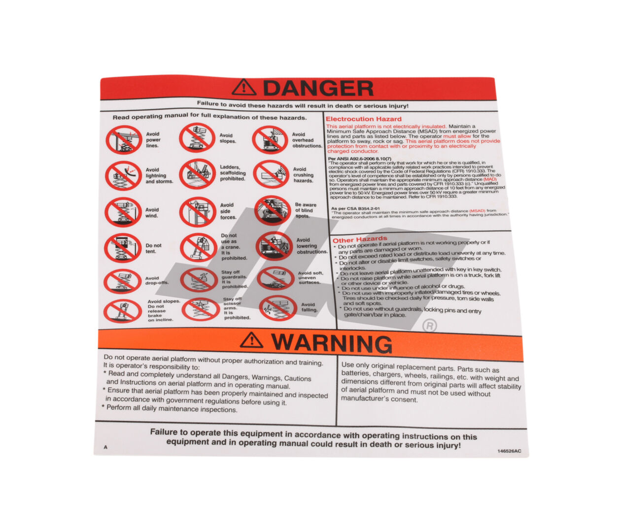 70040623 | DANGER/WARNING DECAL