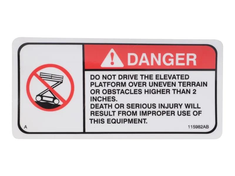 70040625 | DECAL, DANGER DRIVE ELEVATION