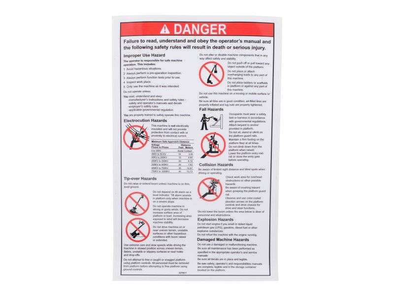 70040698 | DECAL DANGER GEN SAFETY RULES