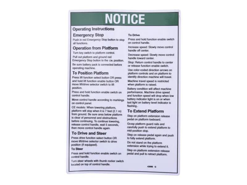 70040812 | NOTICE, OPER INSTR, PCP