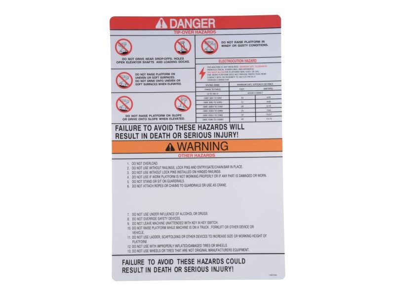 70041540 | DECAL, WARNING/DANGER/CAUTION