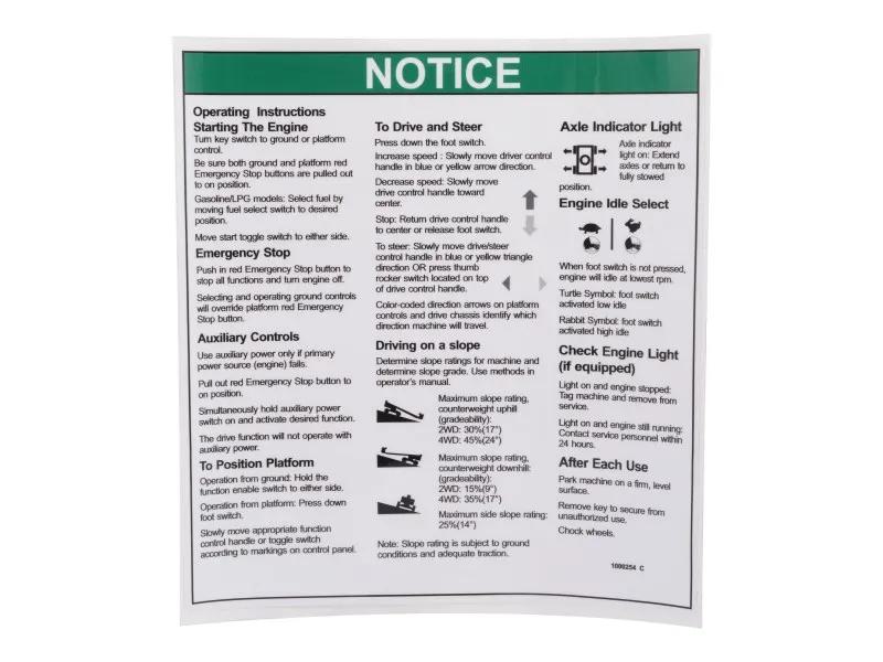 70041729 | DECAL,NOTICE OPERATING