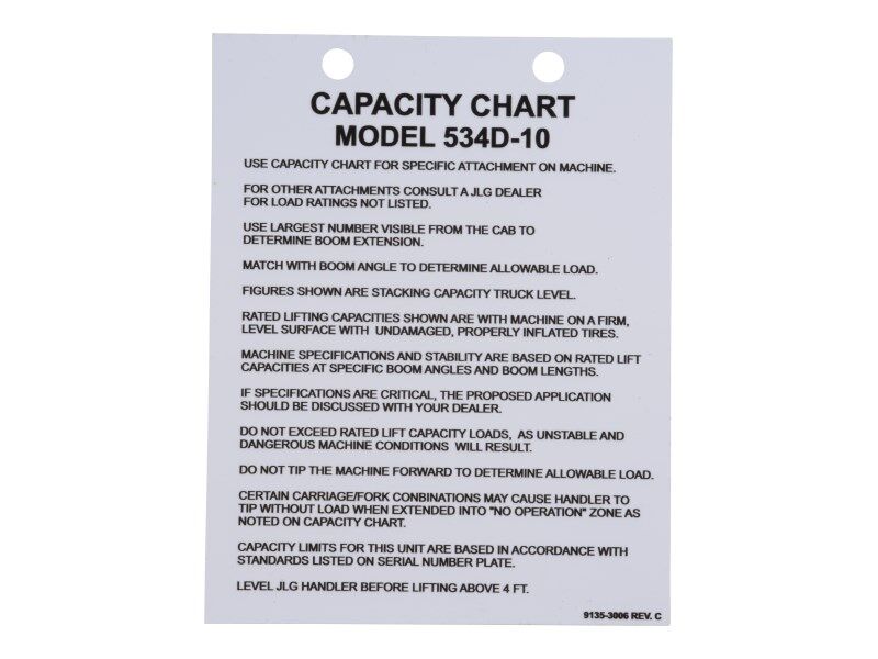 91353006 | LOAD CHART
