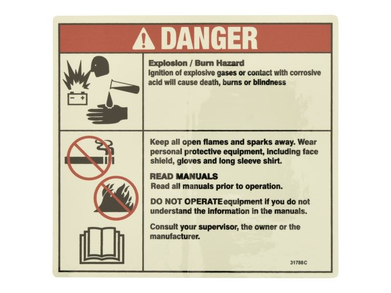 MEC41641 | Battery Safety Label decal for various Genie® Machines