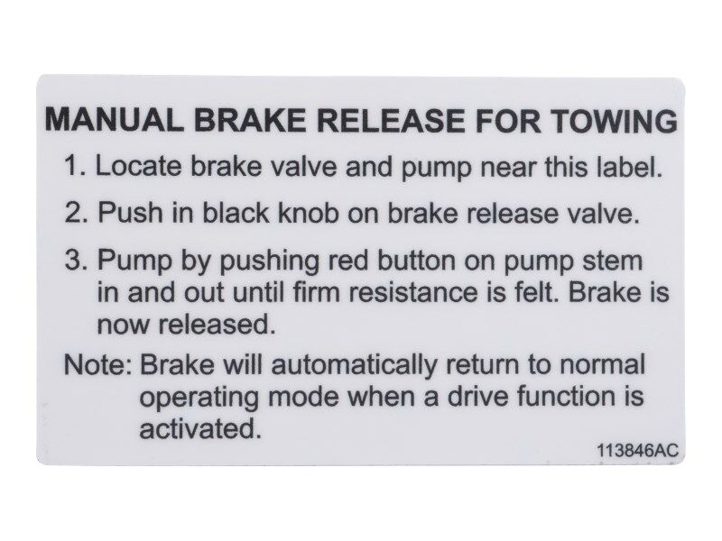 SJ113846 | SJ-DECAL, MANUAL BRAKE RELEASE