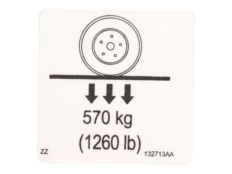 SJ132713 | 1260LB Wheel Load Capacity Label decal for various Skyjack Machines