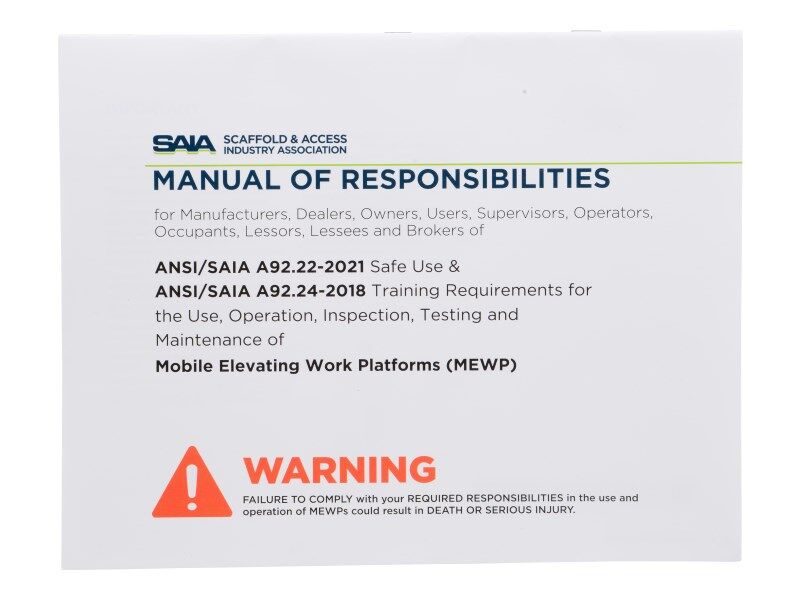 SJ173200 | MEWP Supported ANSI A92.22 Manual Of Responsibilities - Provided by JLG®