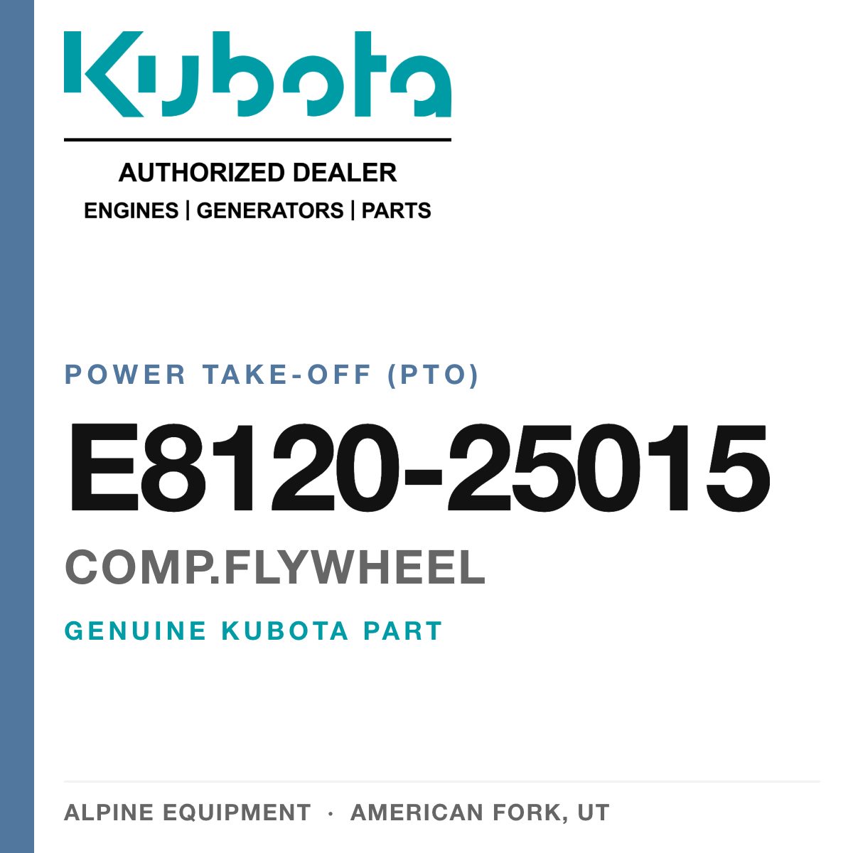 Genuine Kubota comp.flywheel, part number E8120-25015 — Alpine Equipment