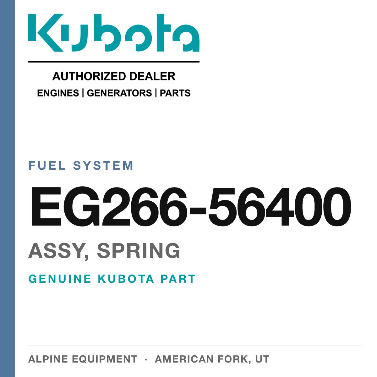 Genuine Kubota assy, spring, part number EG266-56400 — Alpine Equipment