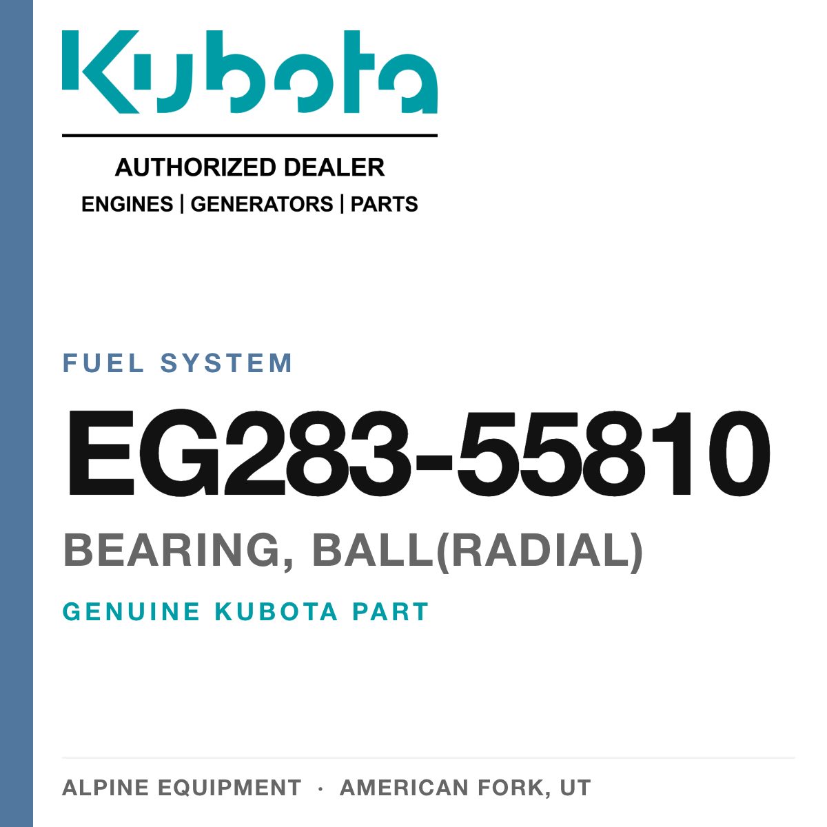 Genuine Kubota bearing, ball(radial), part number EG283-55810 — Alpine Equipment