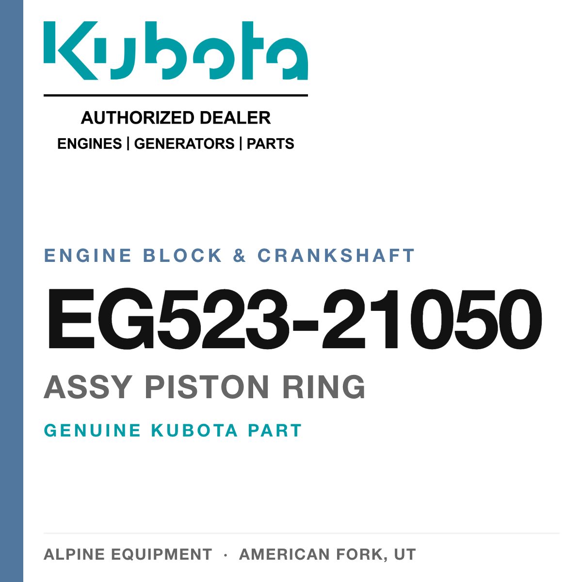 Genuine Kubota assy piston ring, part number EG523-21050 — Alpine Equipment