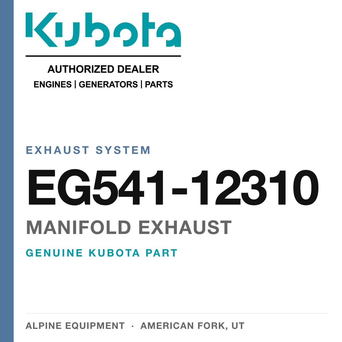 Genuine Kubota manifold exhaust, part number EG541-12310 — Alpine Equipment