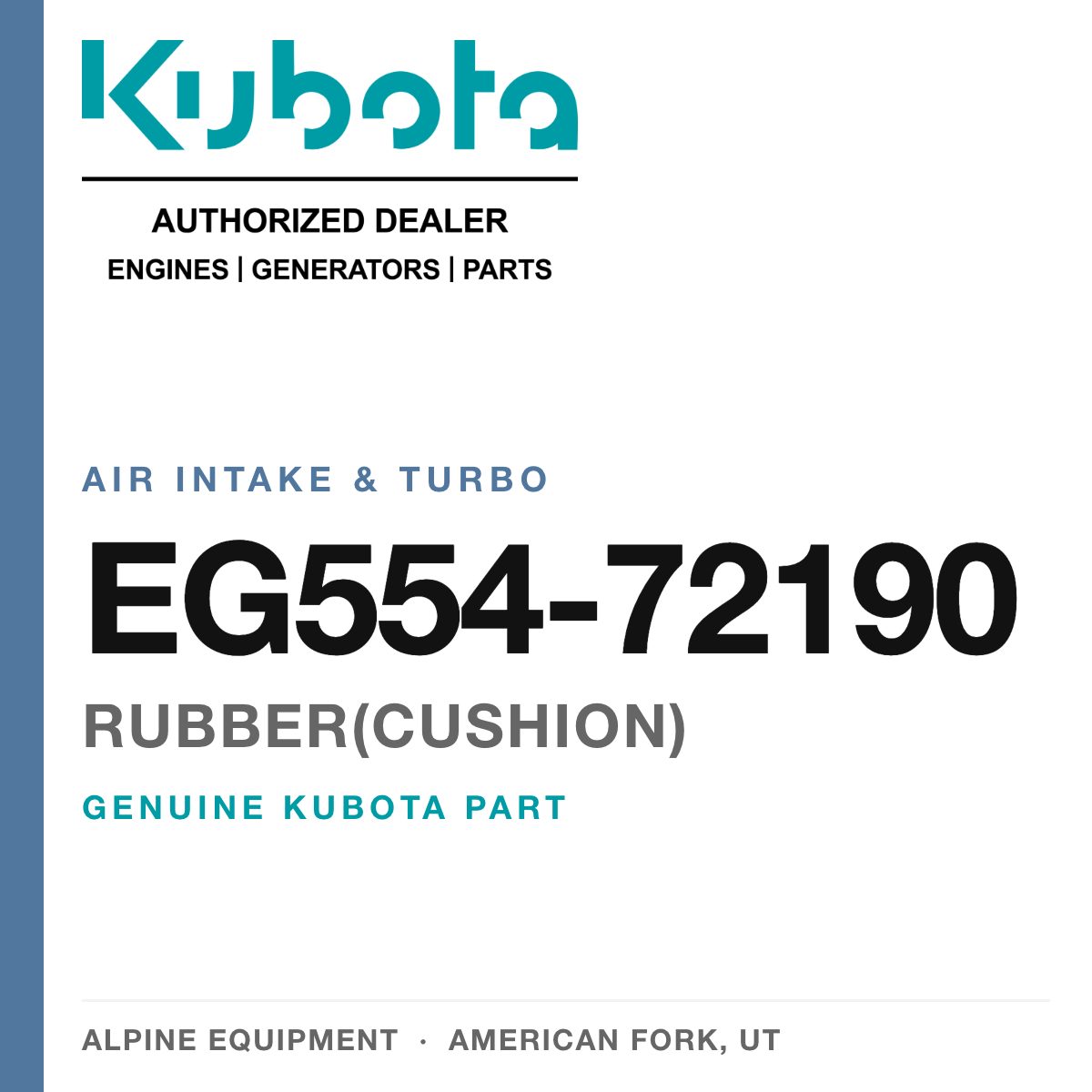 Genuine Kubota rubber(cushion), part number EG554-72190 — Alpine Equipment