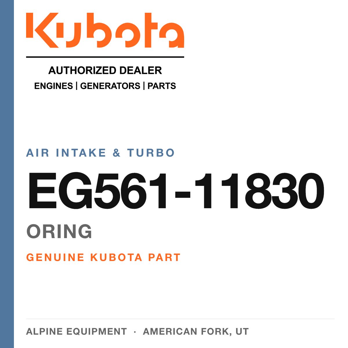 Genuine Kubota oring, part number EG561-11830 — Alpine Equipment