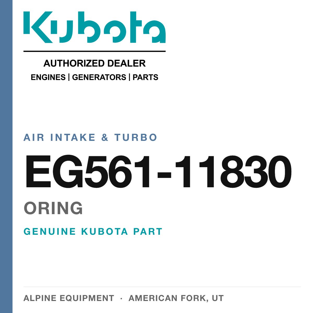 Genuine Kubota oring, part number EG561-11830 — Alpine Equipment