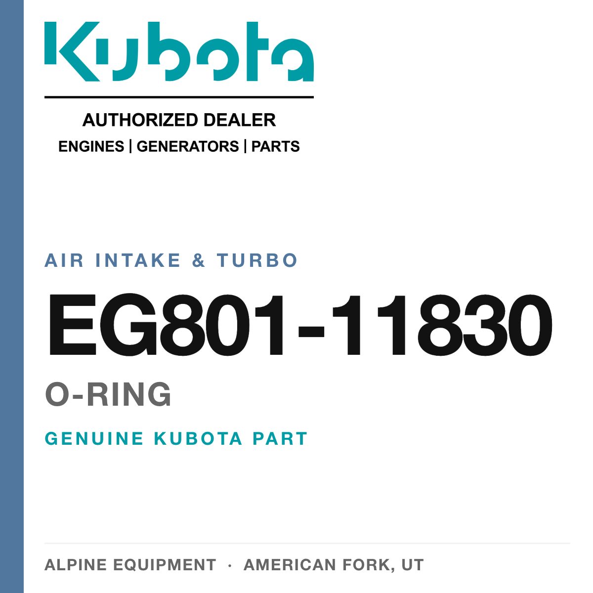 Genuine Kubota o-ring, part number EG801-11830 — Alpine Equipment