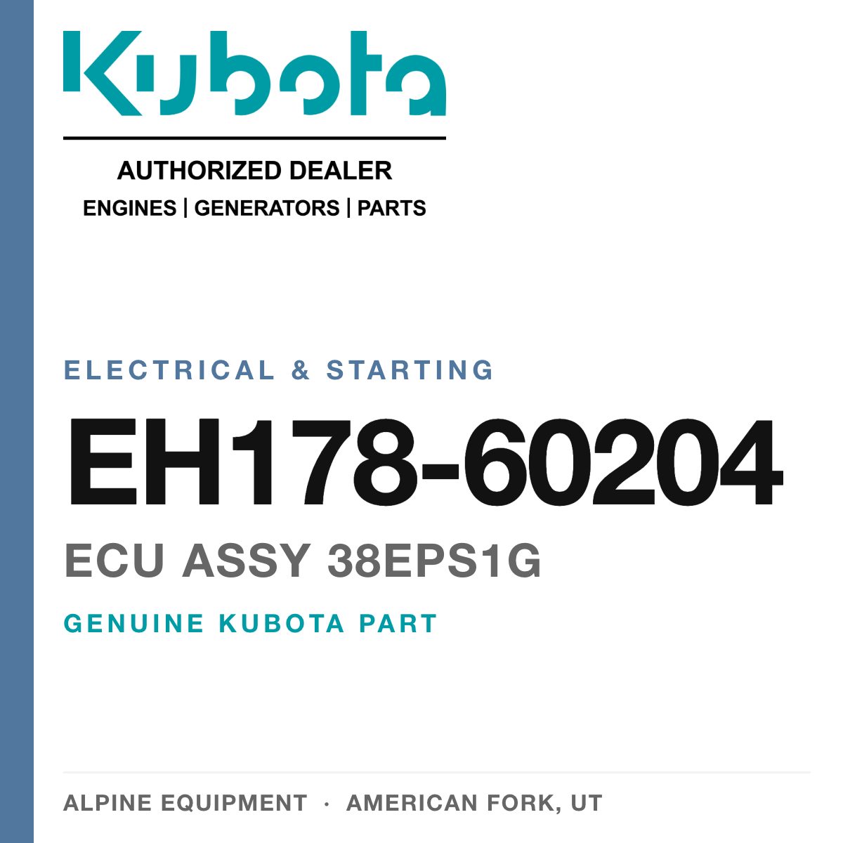 Genuine Kubota ecu assy 38EPS1G, part number EH178-60204 — Alpine Equipment