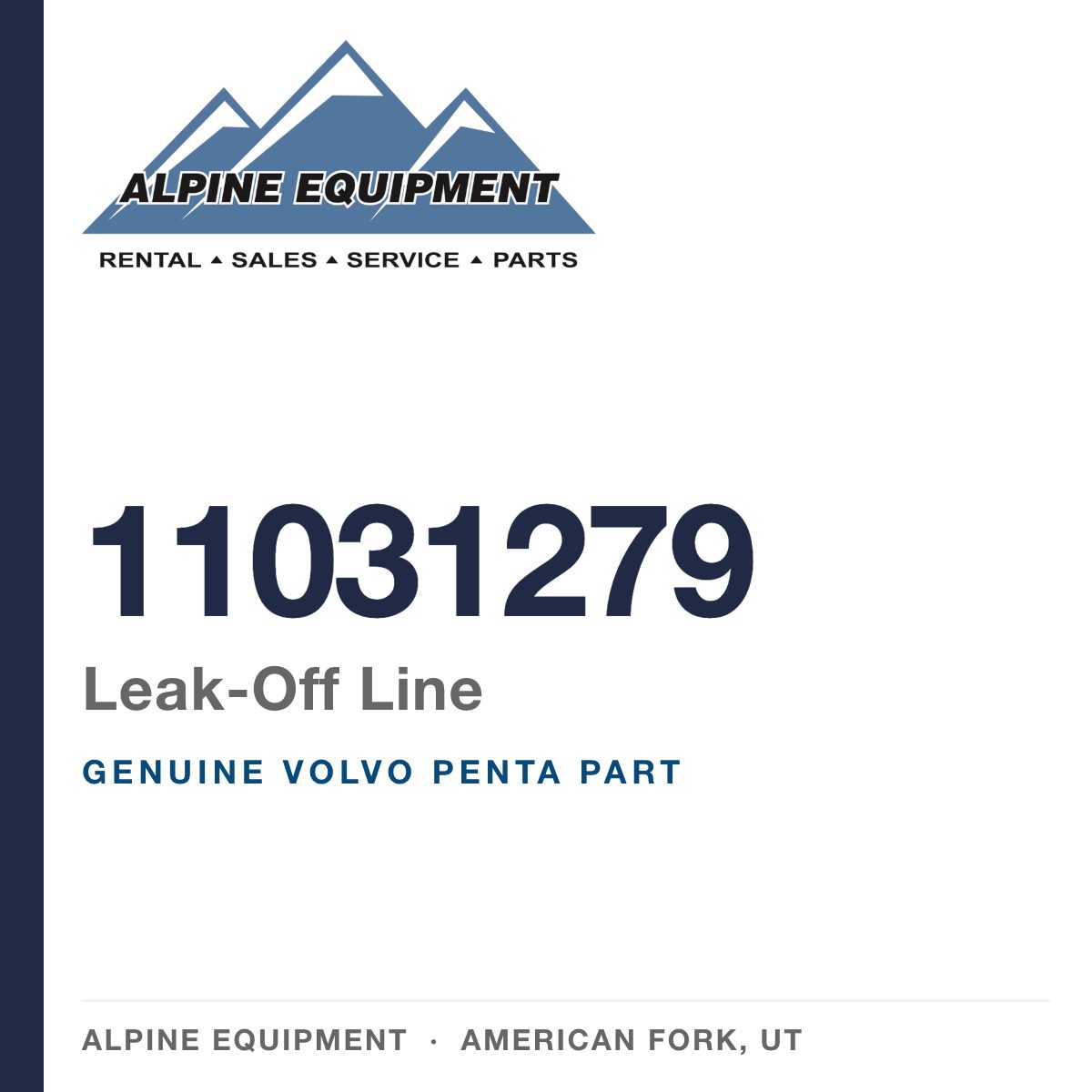 Volvo Penta 11031279 Leak-Off Line — genuine part from Alpine Equipment, American Fork UT