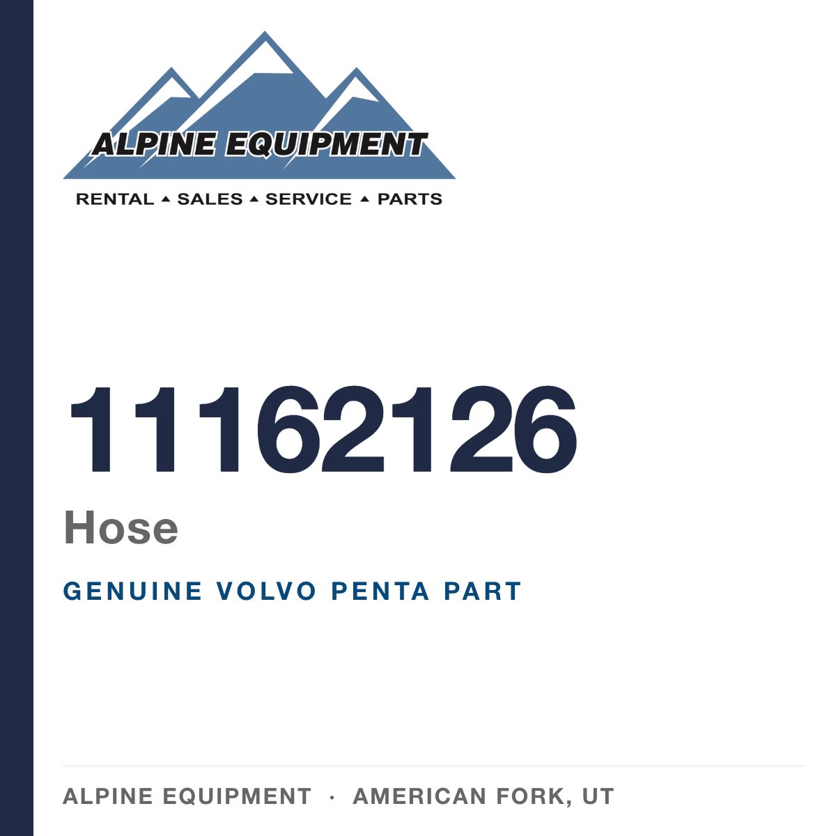 Volvo Penta 11162126 Hose — genuine part from Alpine Equipment, American Fork UT