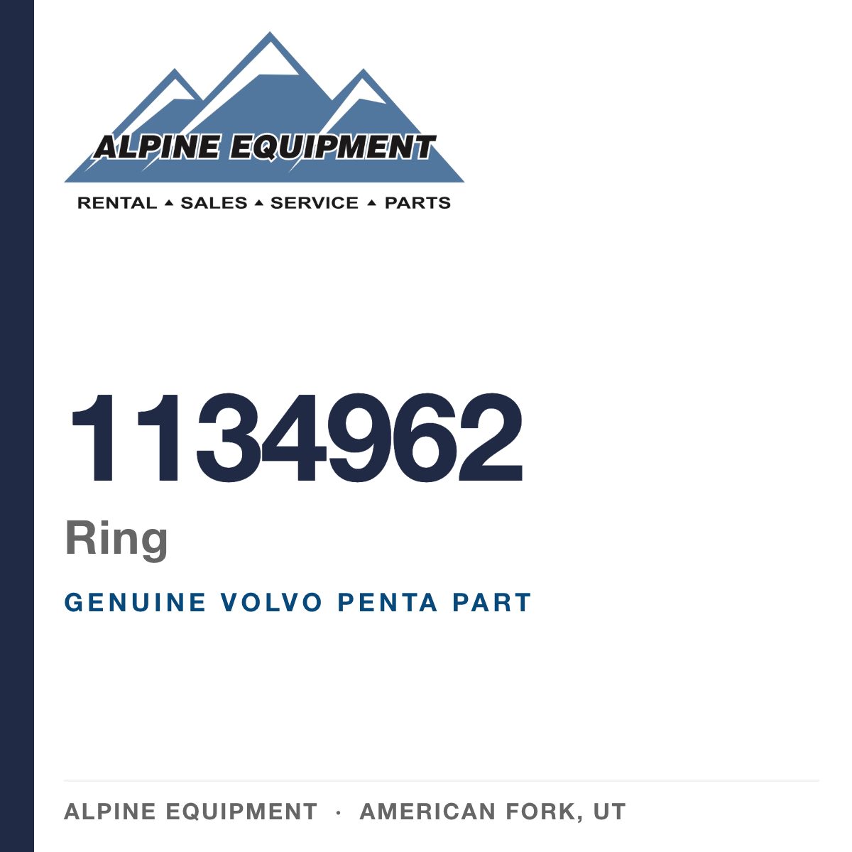 Volvo Penta 1134962 Ring — genuine part from Alpine Equipment, American Fork UT