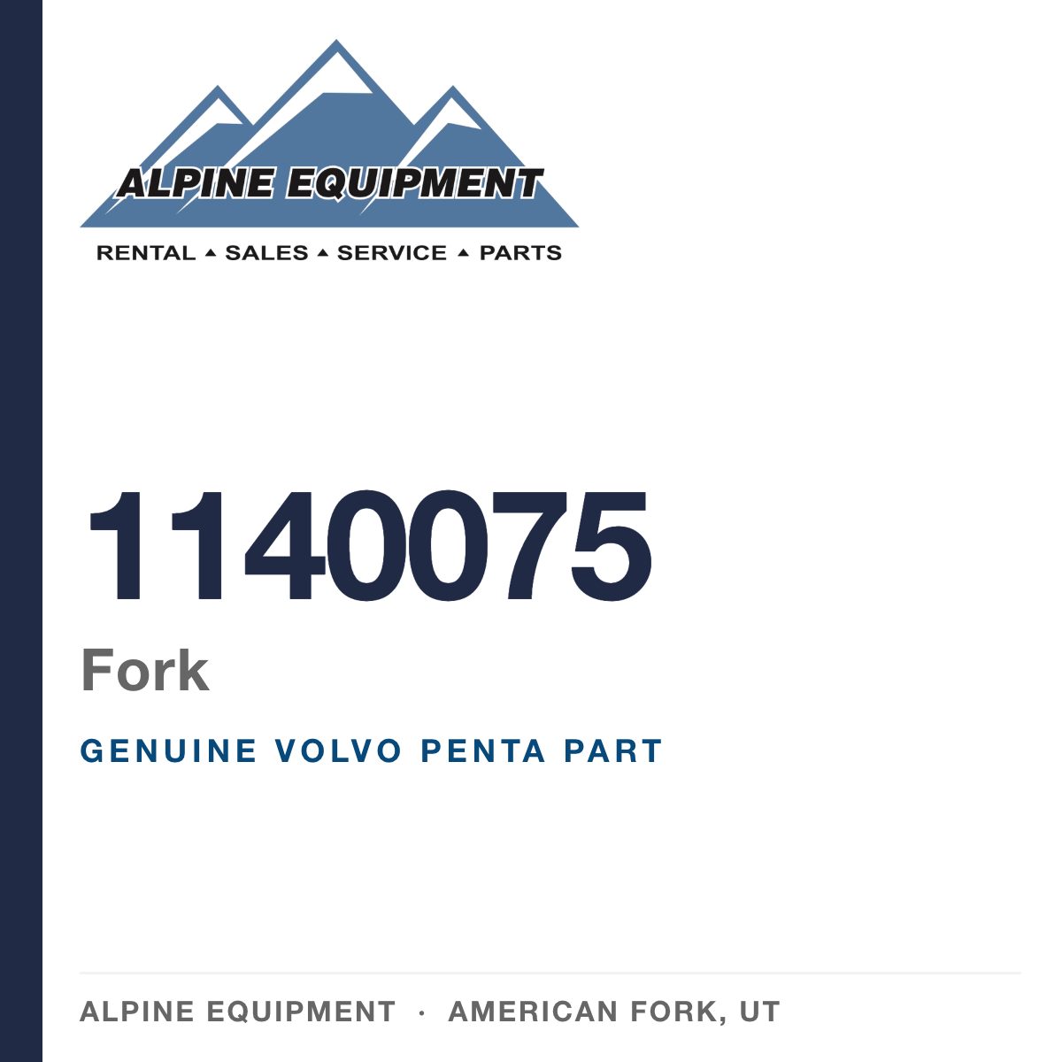 Volvo Penta 1140075 Fork — genuine part from Alpine Equipment, American Fork UT