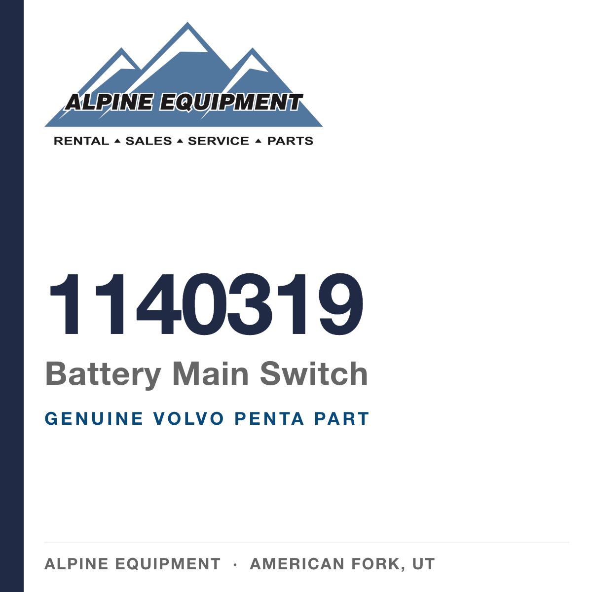 Volvo Penta 1140319 Battery Main Switch — genuine part from Alpine Equipment, American Fork UT