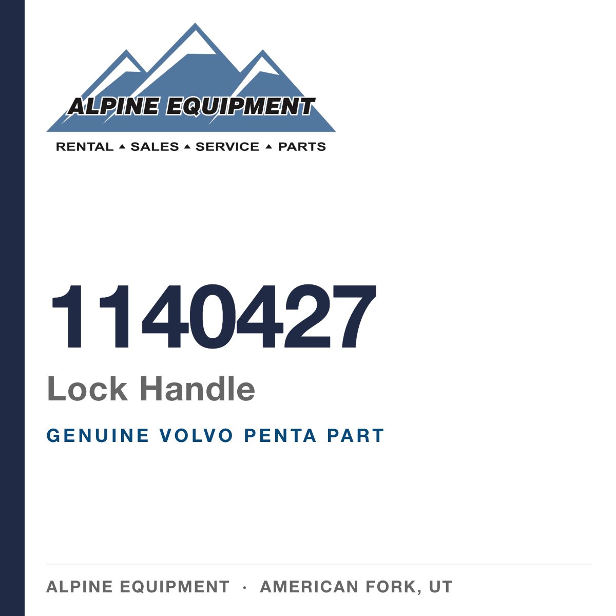 Volvo Penta 1140427 Lock Handle — genuine part from Alpine Equipment, American Fork UT