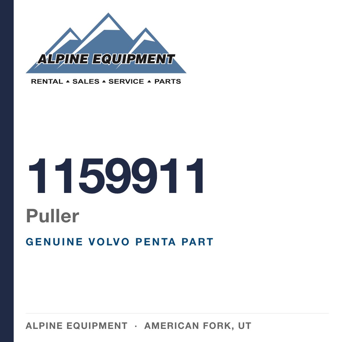 Volvo Penta 1159911 Puller — genuine part from Alpine Equipment, American Fork UT