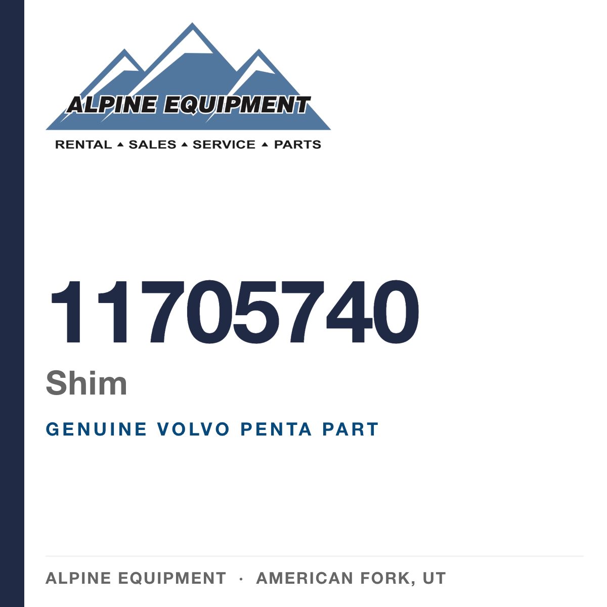 Volvo Penta 11705740 Shim — genuine part from Alpine Equipment, American Fork UT
