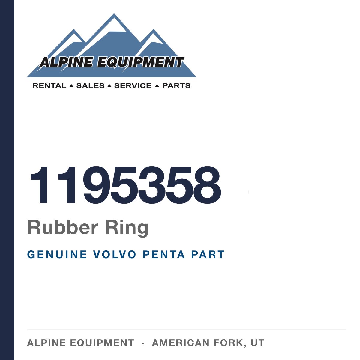 Volvo Penta 1195358 Rubber Ring — genuine part from Alpine Equipment, American Fork UT