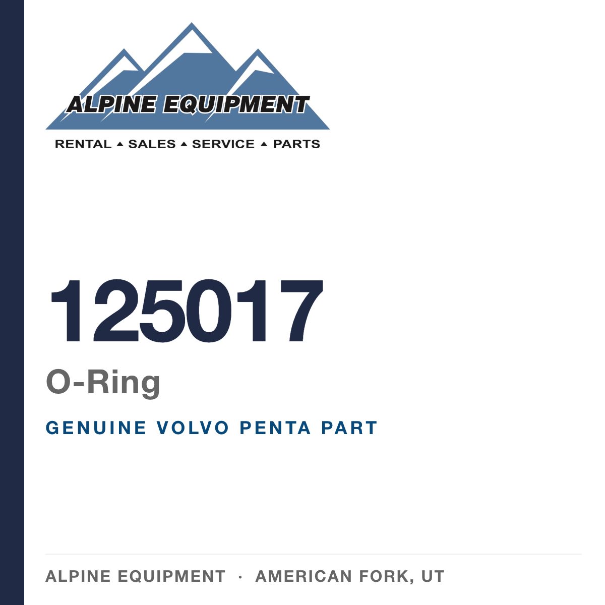 Volvo Penta 125017 O-Ring — genuine part from Alpine Equipment, American Fork UT