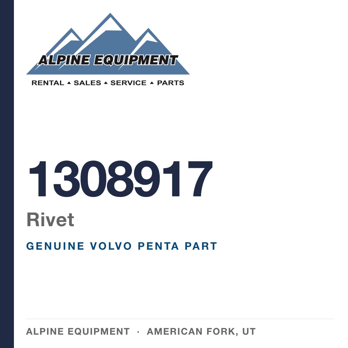 Volvo Penta 1308917 Rivet — genuine part from Alpine Equipment, American Fork UT
