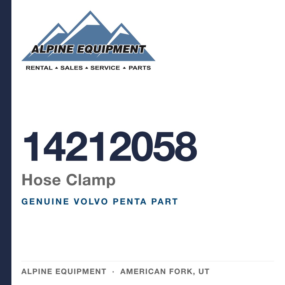 Volvo Penta 14212058 Hose Clamp — genuine part from Alpine Equipment, American Fork UT