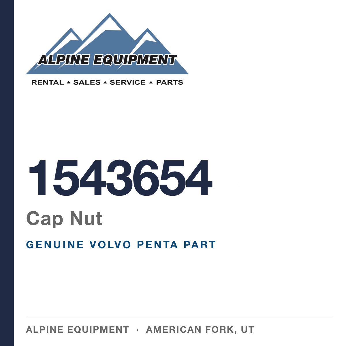 Volvo Penta 1543654 Cap Nut — genuine part from Alpine Equipment, American Fork UT