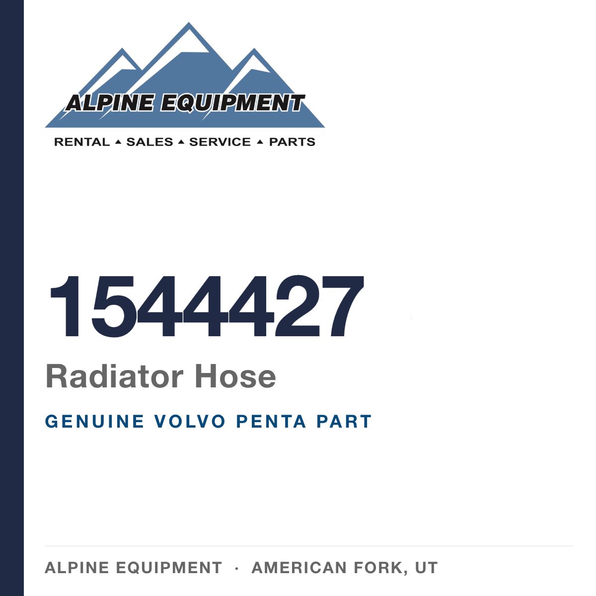 Volvo Penta 1544427 Radiator Hose — genuine part from Alpine Equipment, American Fork UT