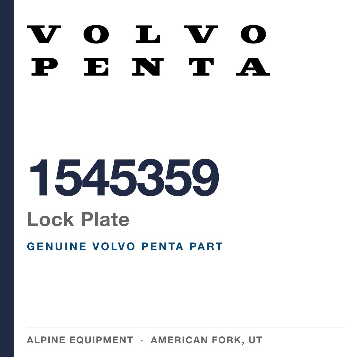 Volvo Penta 1545359 Lock Plate — genuine part from Alpine Equipment, American Fork UT