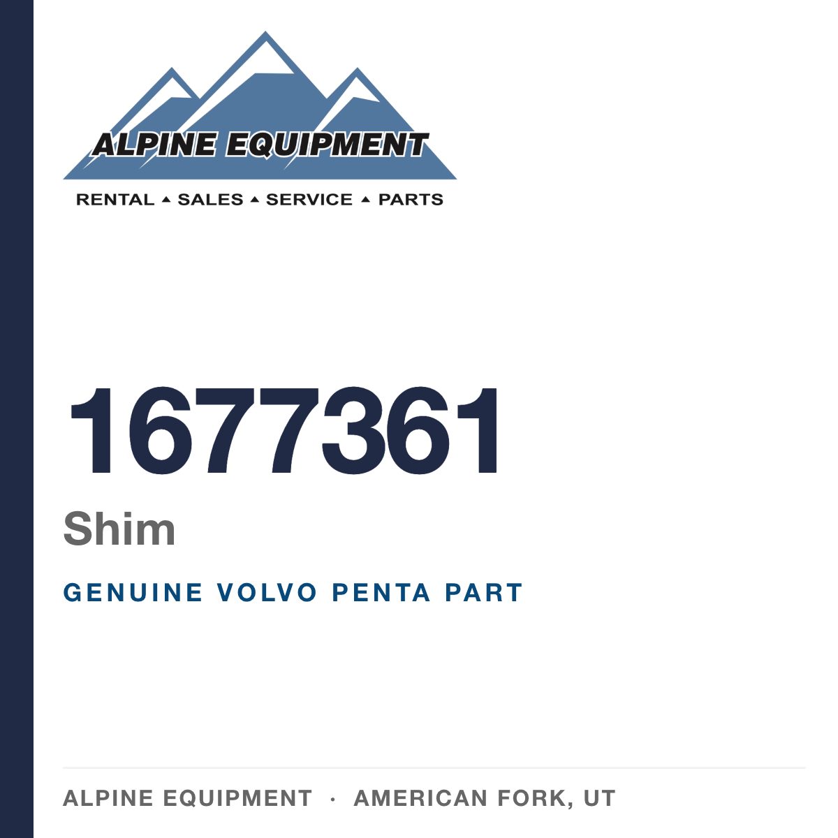 Volvo Penta 1677361 Shim — genuine part from Alpine Equipment, American Fork UT