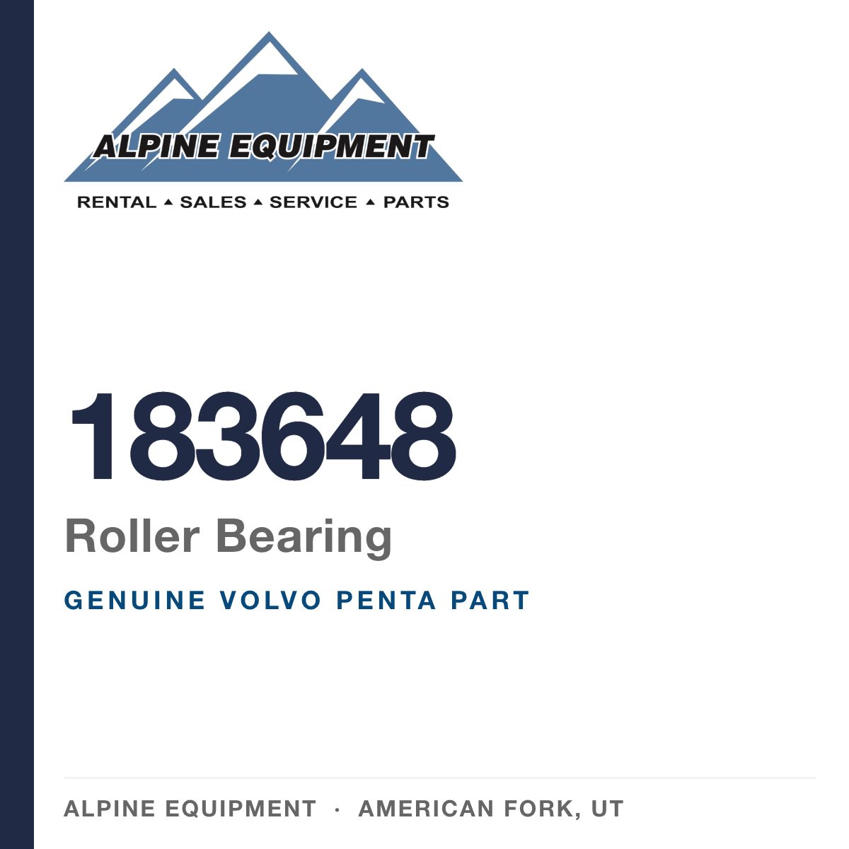 Volvo Penta 183648 Roller Bearing — genuine part from Alpine Equipment, American Fork UT