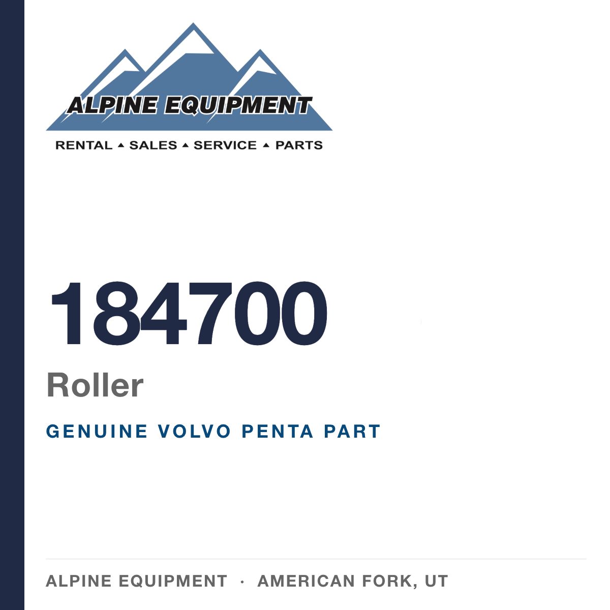 Volvo Penta 184700 Roller — genuine part from Alpine Equipment, American Fork UT