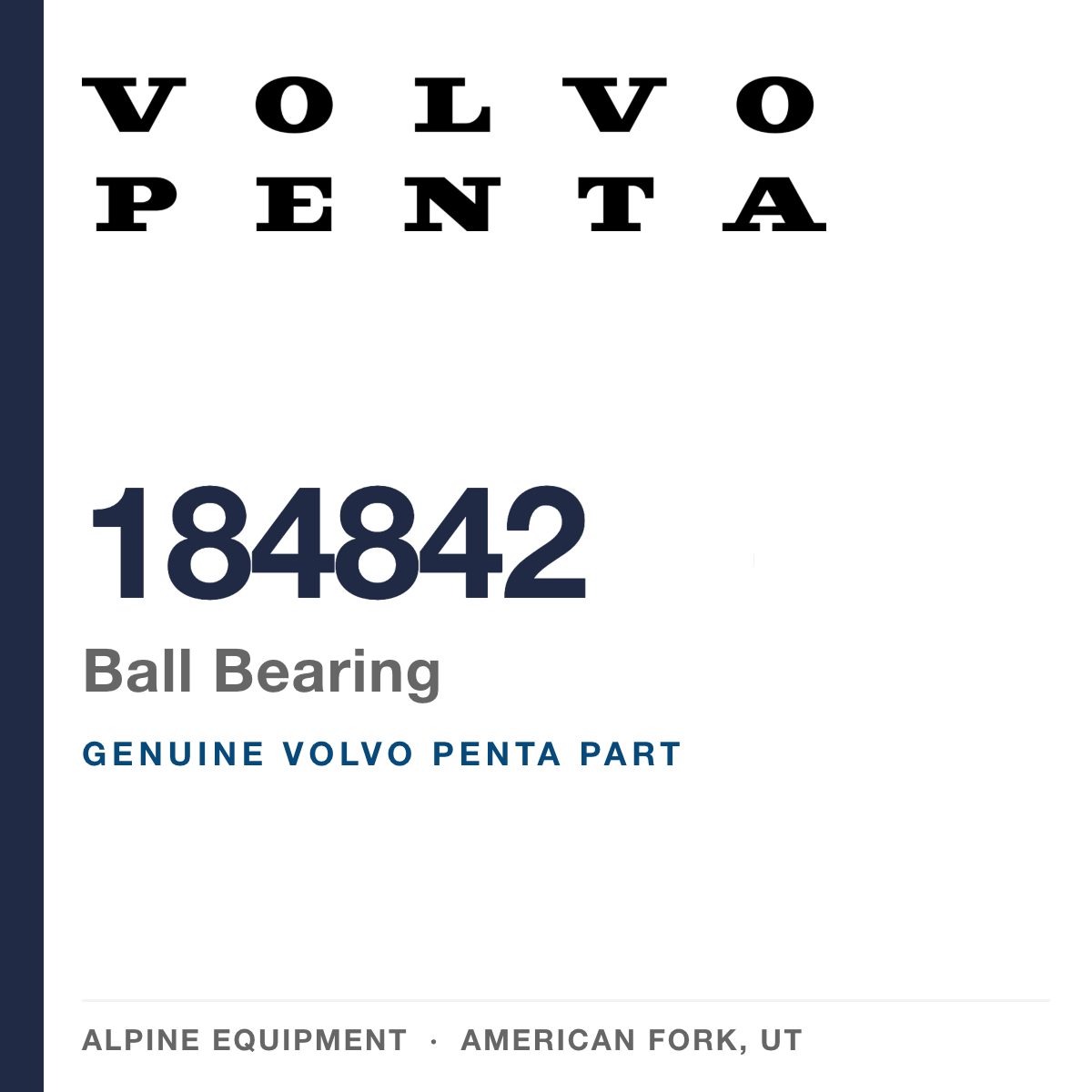 Volvo Penta 184842 Ball Bearing — genuine part from Alpine Equipment, American Fork UT
