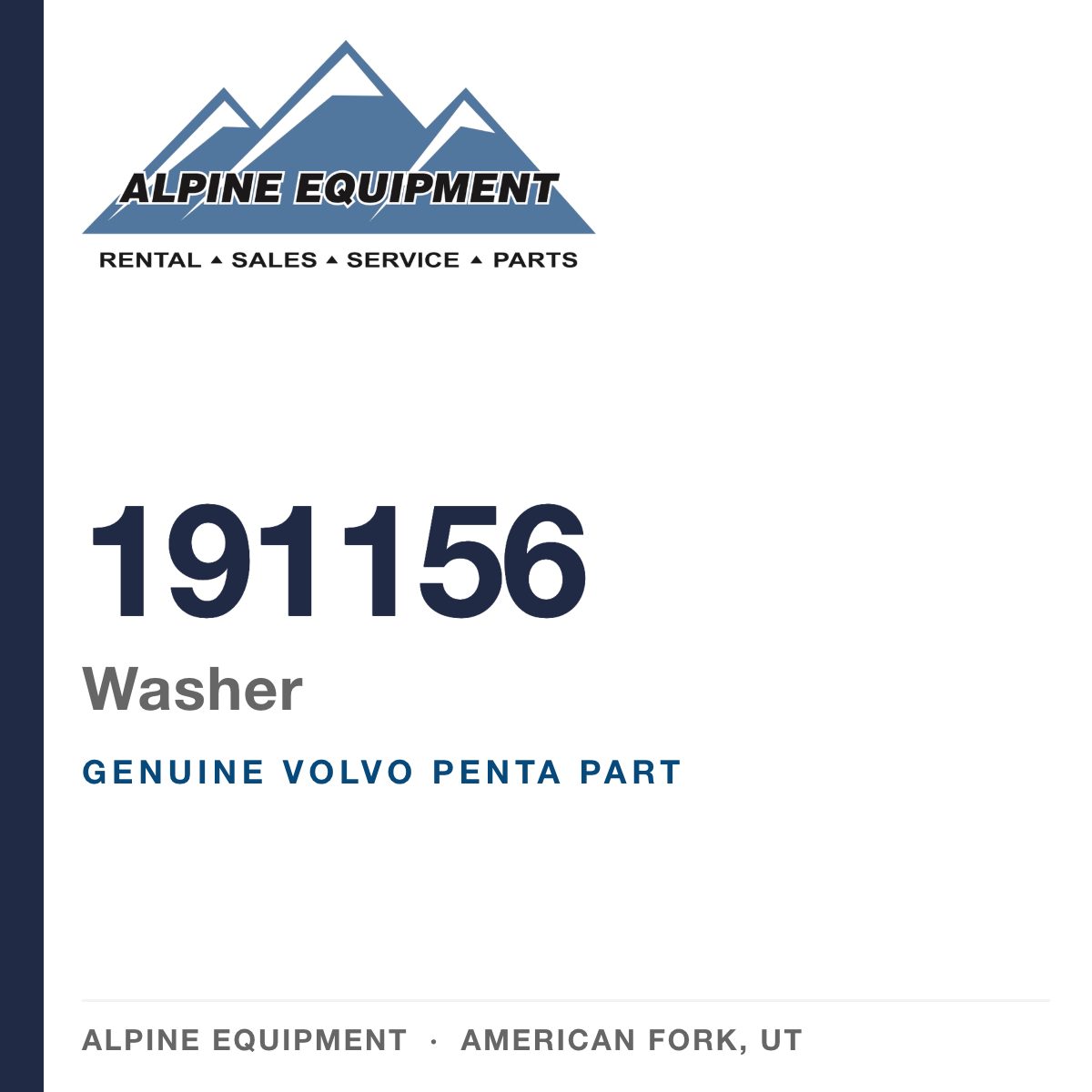 Volvo Penta 191156 Washer — genuine part from Alpine Equipment, American Fork UT