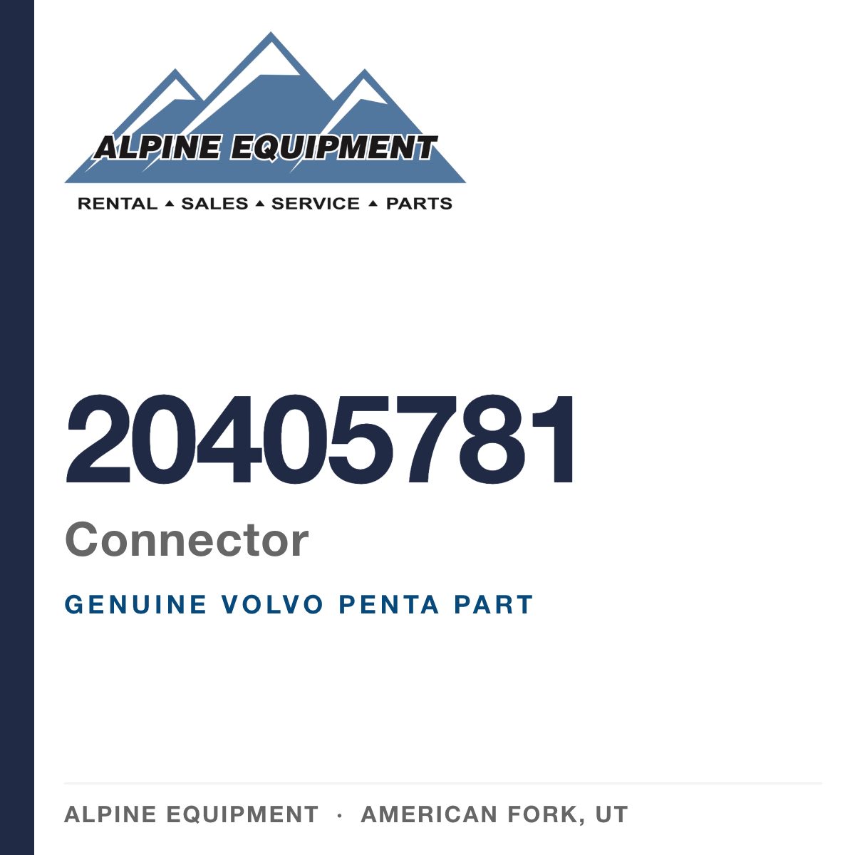 Volvo Penta 20405781 Connector — genuine part from Alpine Equipment, American Fork UT