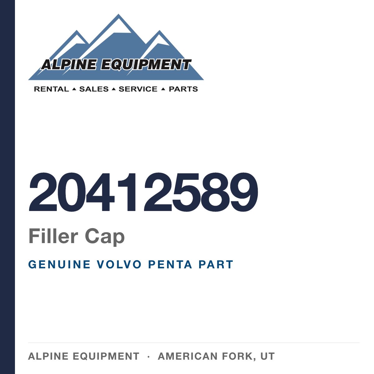 Volvo Penta 20412589 Filler Cap — genuine part from Alpine Equipment, American Fork UT